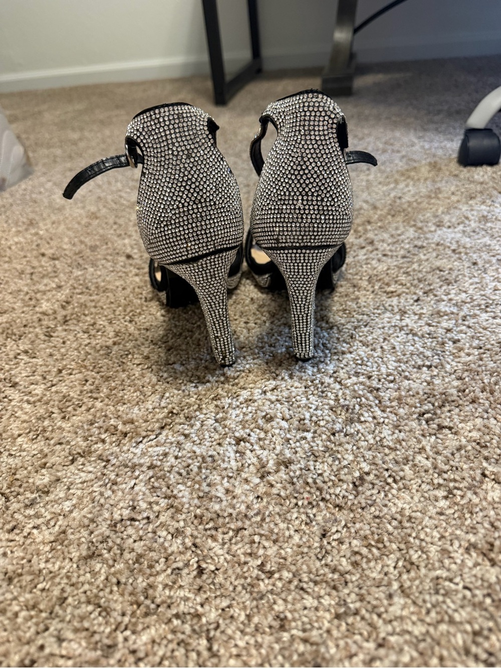 TOP Moda Black Rhinestone Platform Ankle-Strap Heels - Picture 5 of 6
